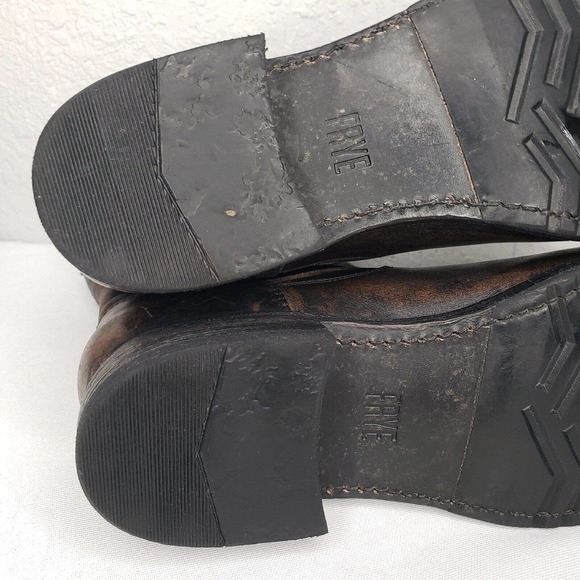 Frye Veronica Short Distressed Brown Leather Moto Boots Size 7.5 Excellent - Picture 12 of 14